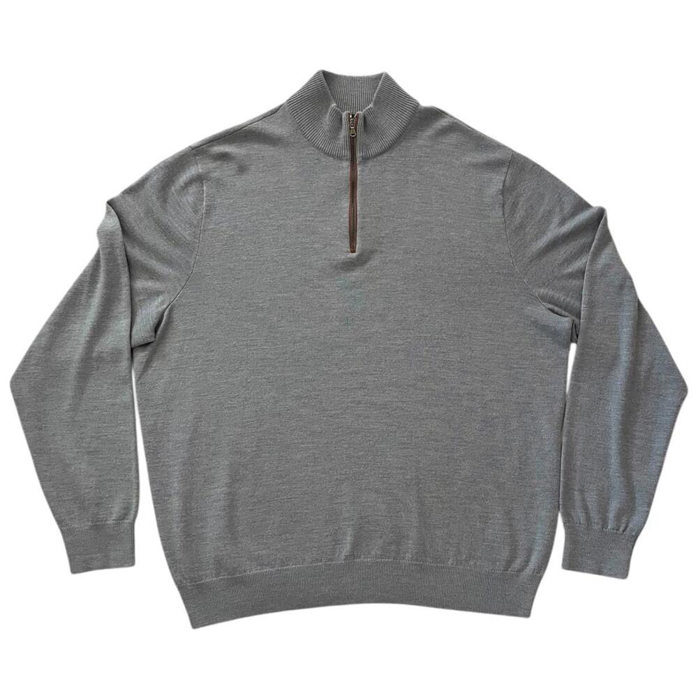 Polo Ralph Lauren Sweater 1/4 Quarter Zip Golf Prep Merino Wool Gray Men Size XL